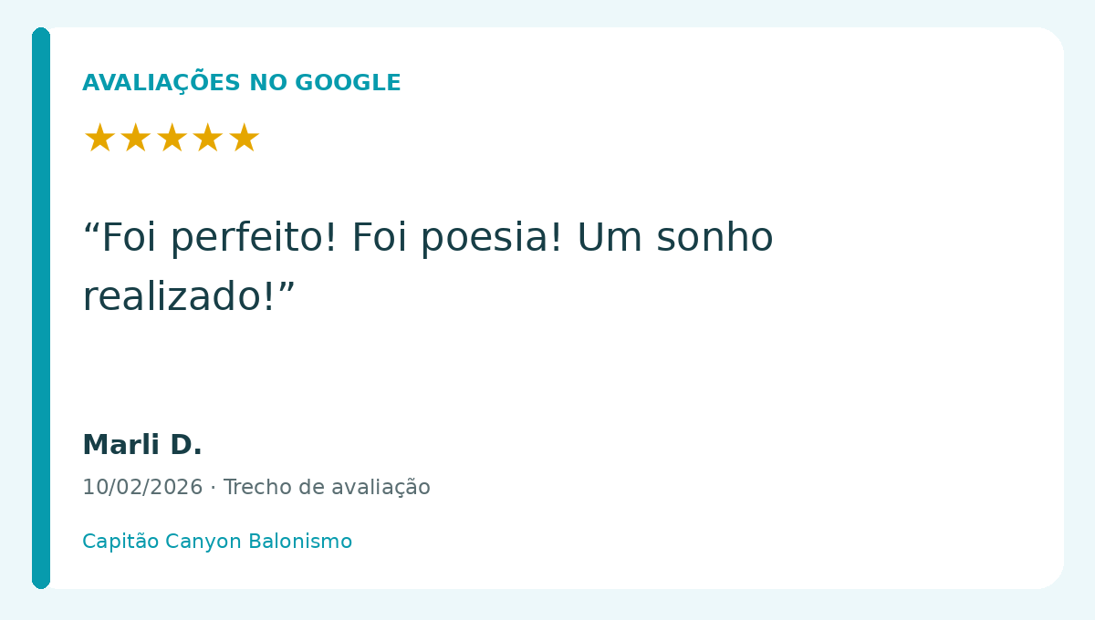 Marli D.: Foi perfeito! Foi poesia! Um sonho realizado!